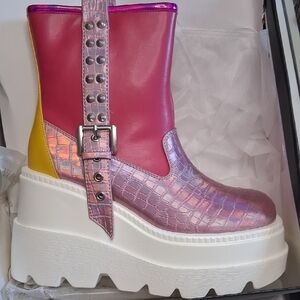 Cape Robbin Pink and Yellow Platform Boots